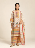 Ivory Grace Off White Mull Cotton Short Anarkali Suit Set with Dupatta