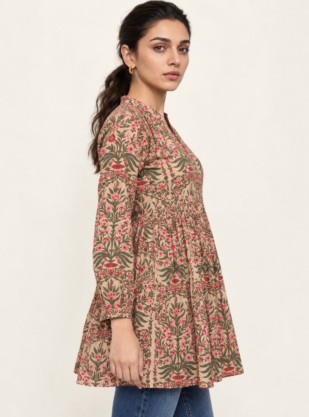 Prismatic Bloom Multi-Colour Floral Cotton Short Top – Indieshades