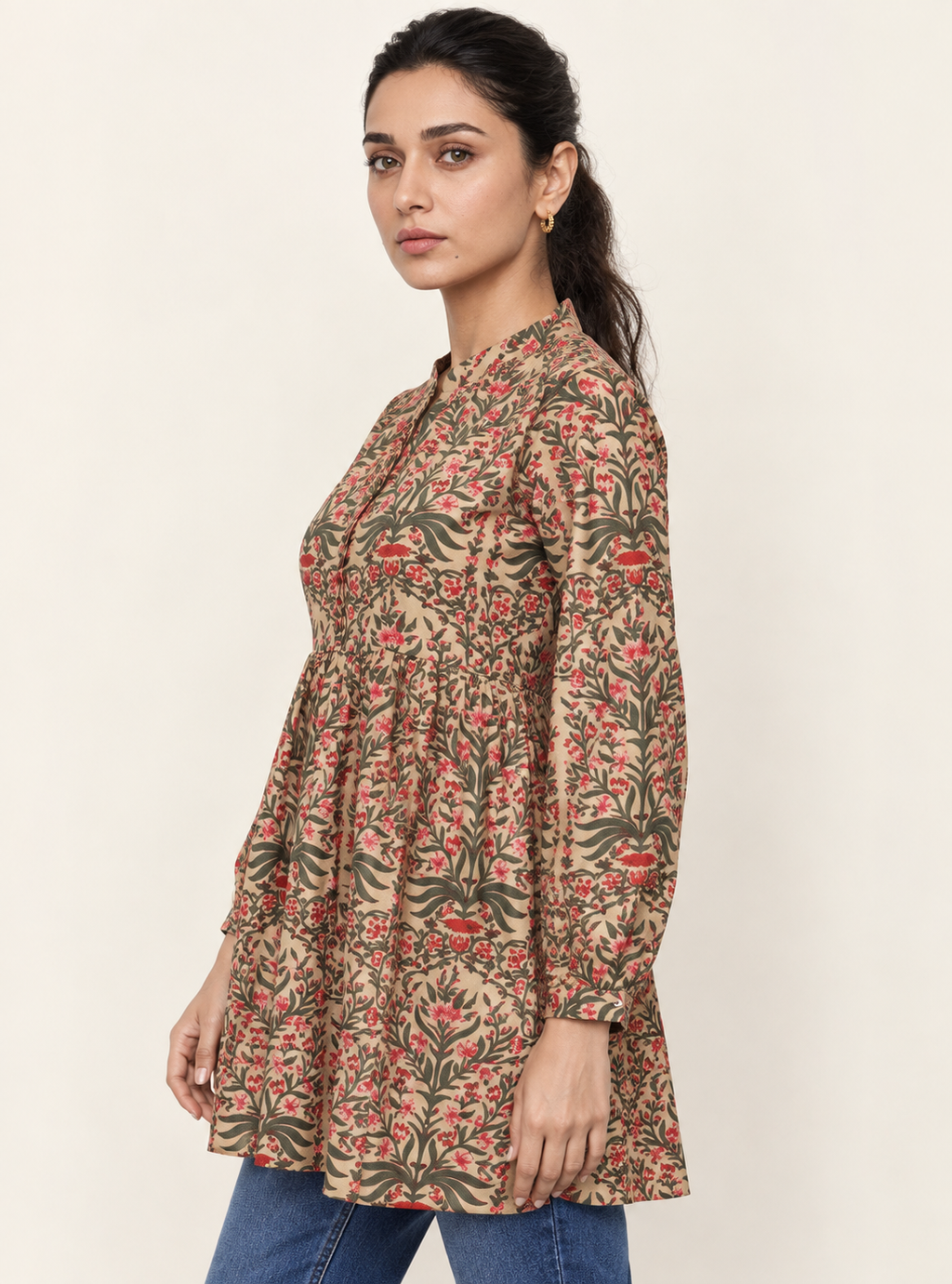 Prismatic Bloom Multi-Colour Floral Cotton Short Top – Indieshades