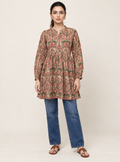 Prismatic Bloom Multi-Colour Floral Cotton Short Top – Indieshades