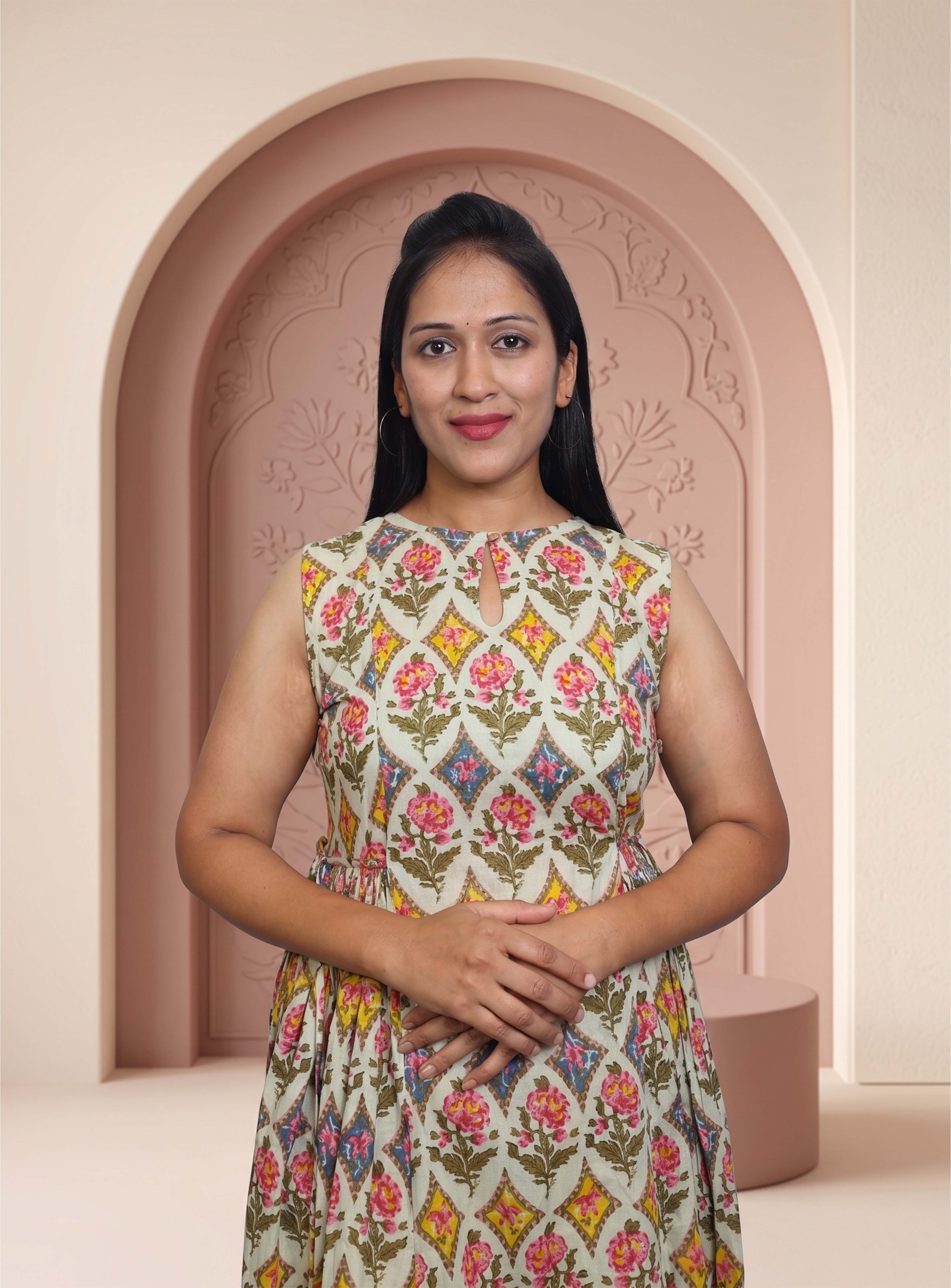 Multicolor cotton A-line co-ord set