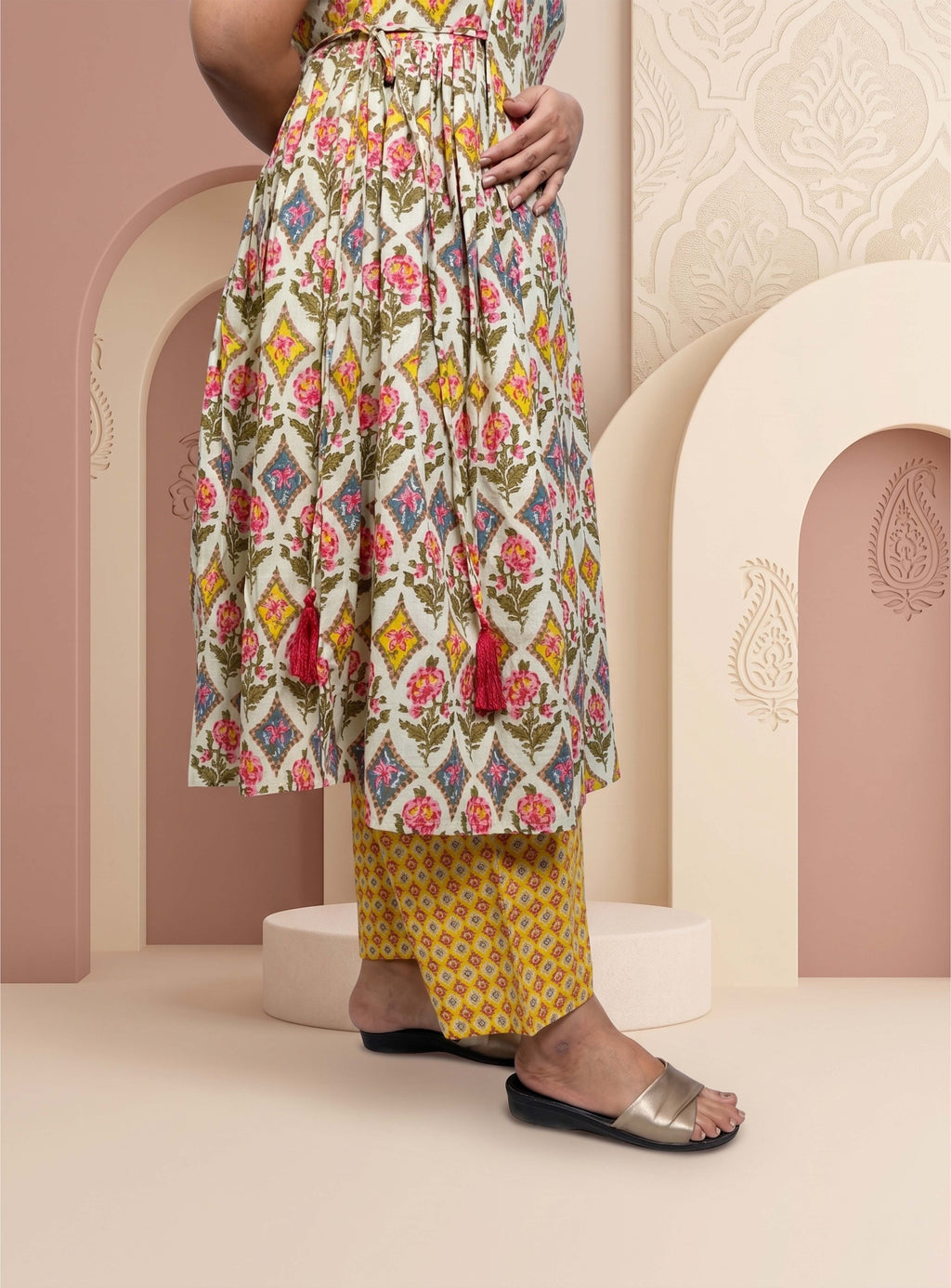 Multicolor cotton A-line co-ord set