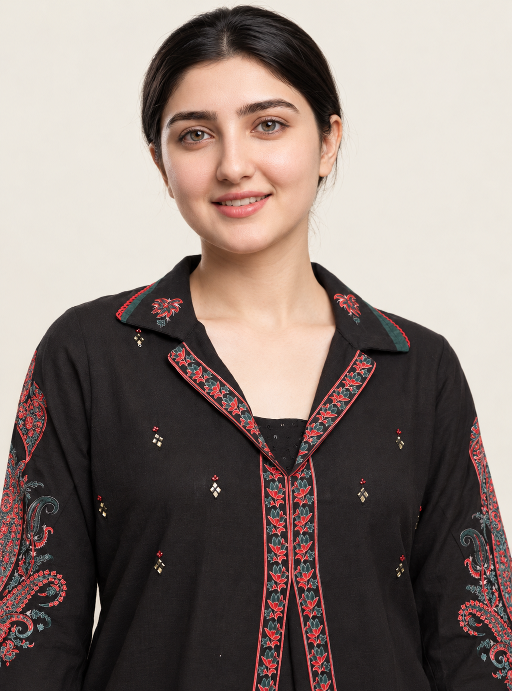 Obsidian Layers Black Linen Blend Layered A-Line Co-Ord Set
