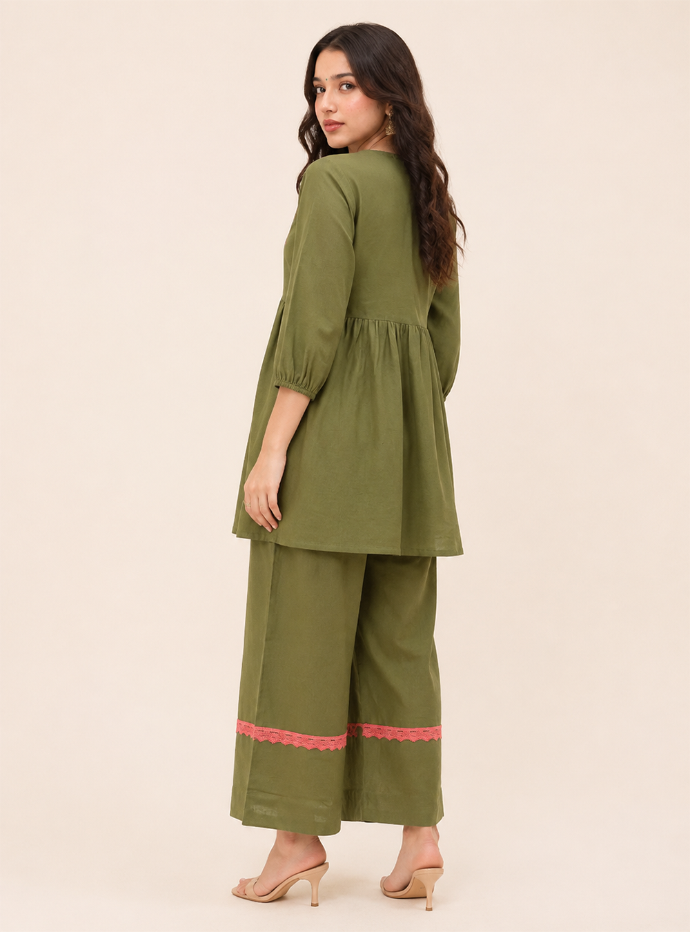 Sage Harmony Pastel Green Cotton Flared Co-Ord Set