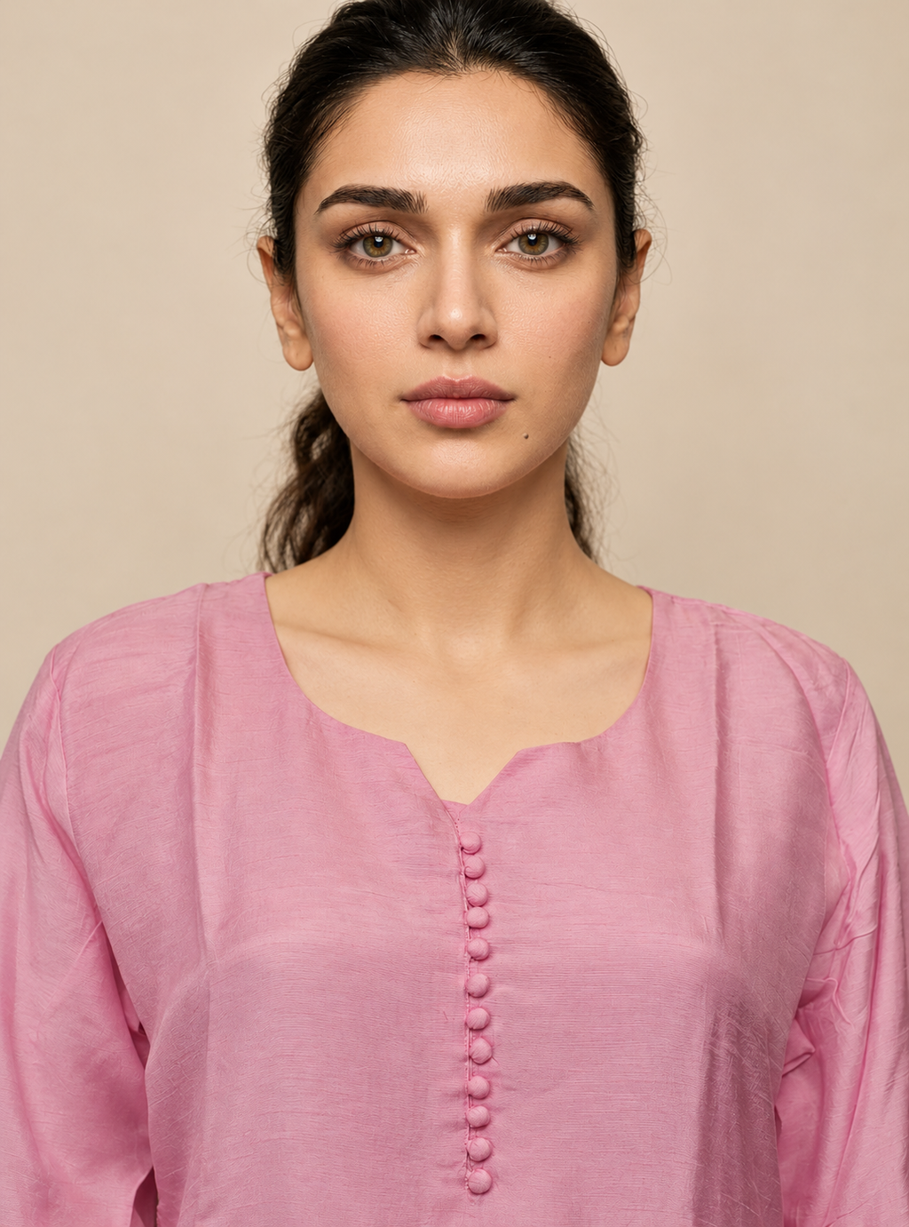 Petal Heirloom Baby Pink Dola Silk Handwork Suit Set with Organza Dupatta
