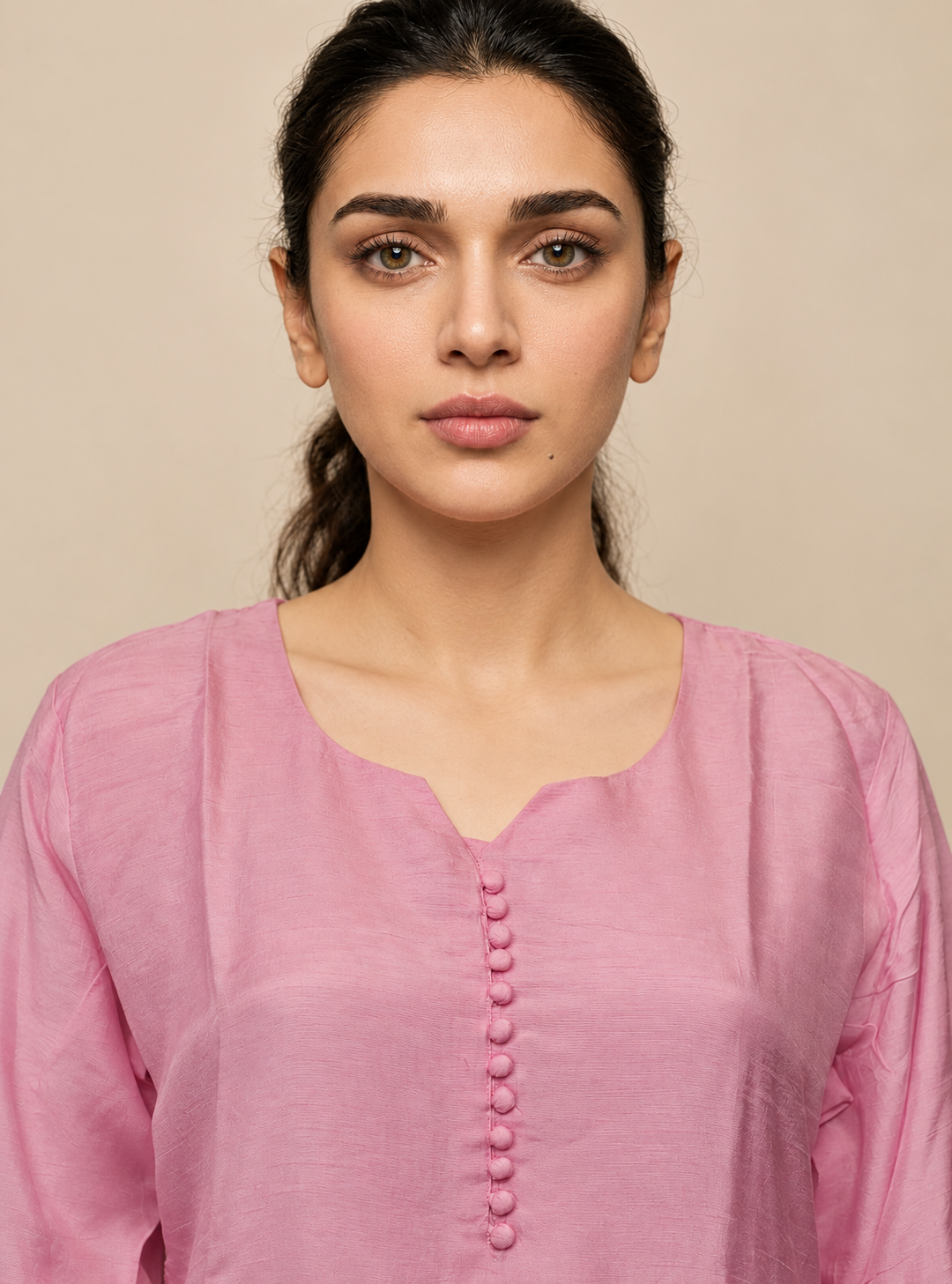 Petal Heirloom Baby Pink Dola Silk Handwork Suit Set with Organza Dupatta