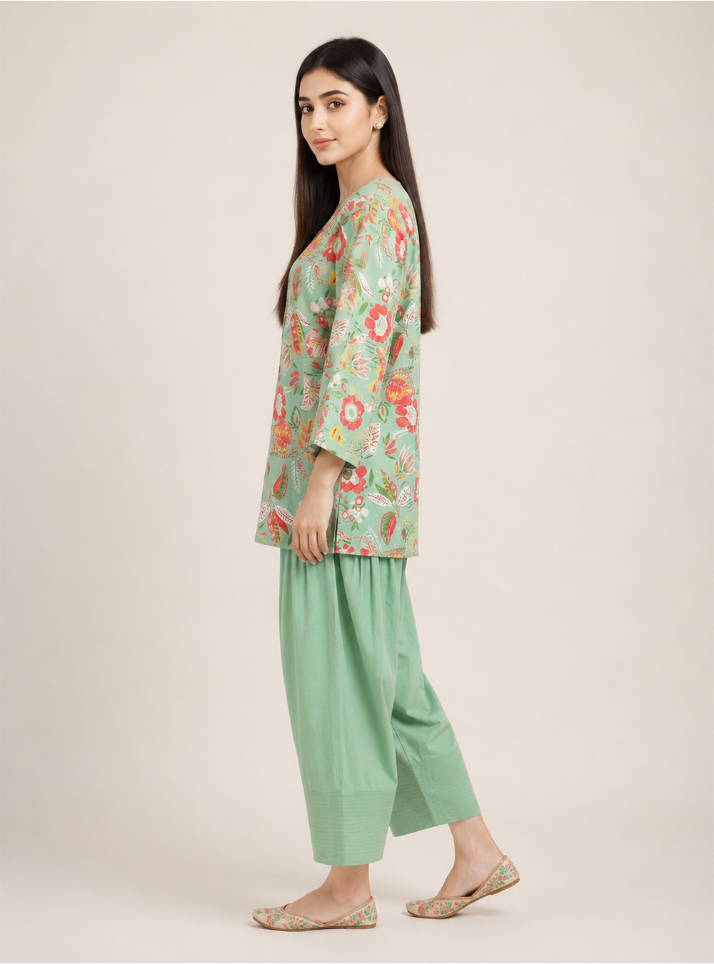 Pista Blossom Floral Pure Cotton Co-Ord Set