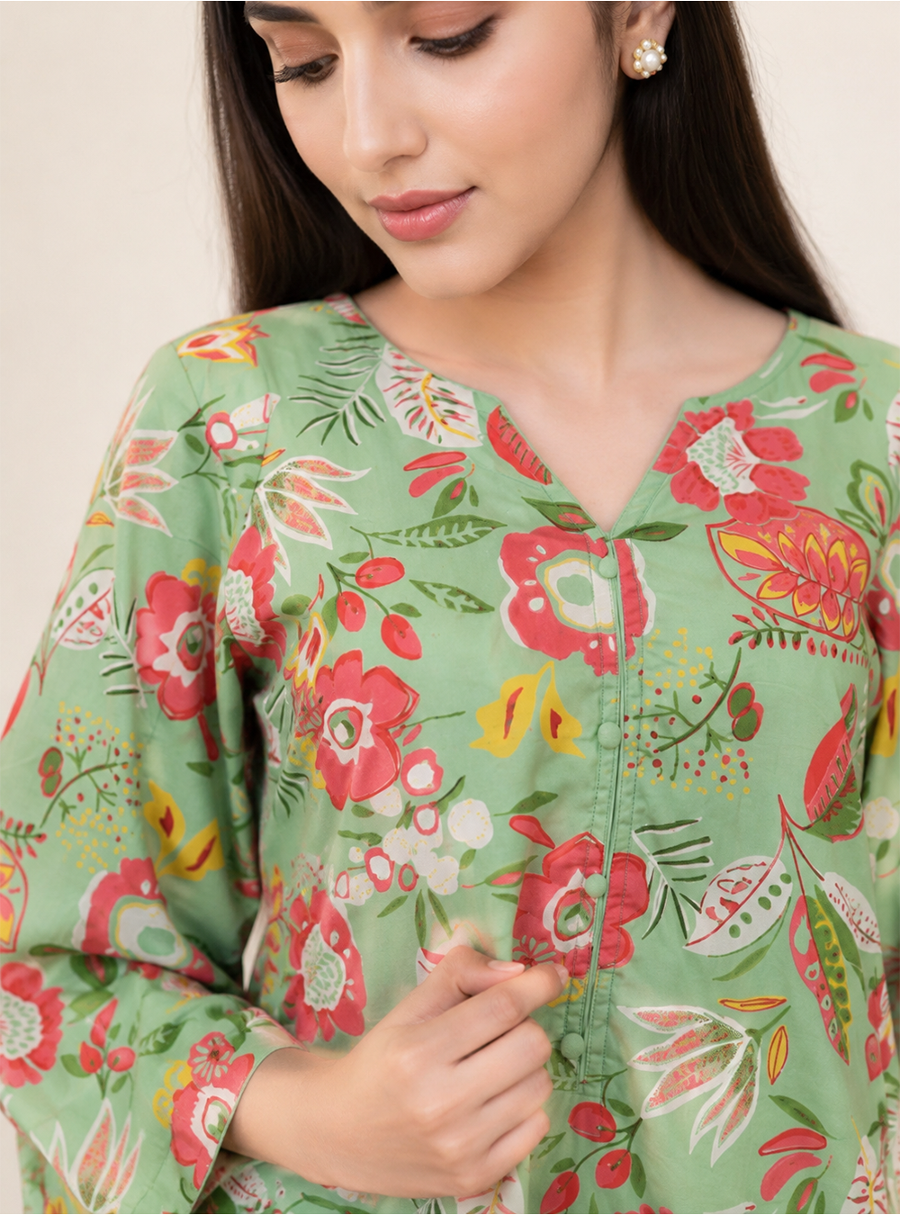 Pista Blossom Floral Pure Cotton Co-Ord Set