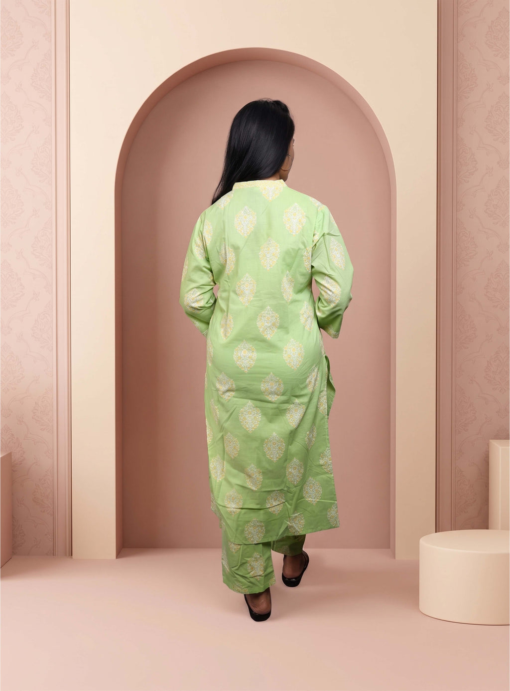 Pista green cotton straight co-ord set