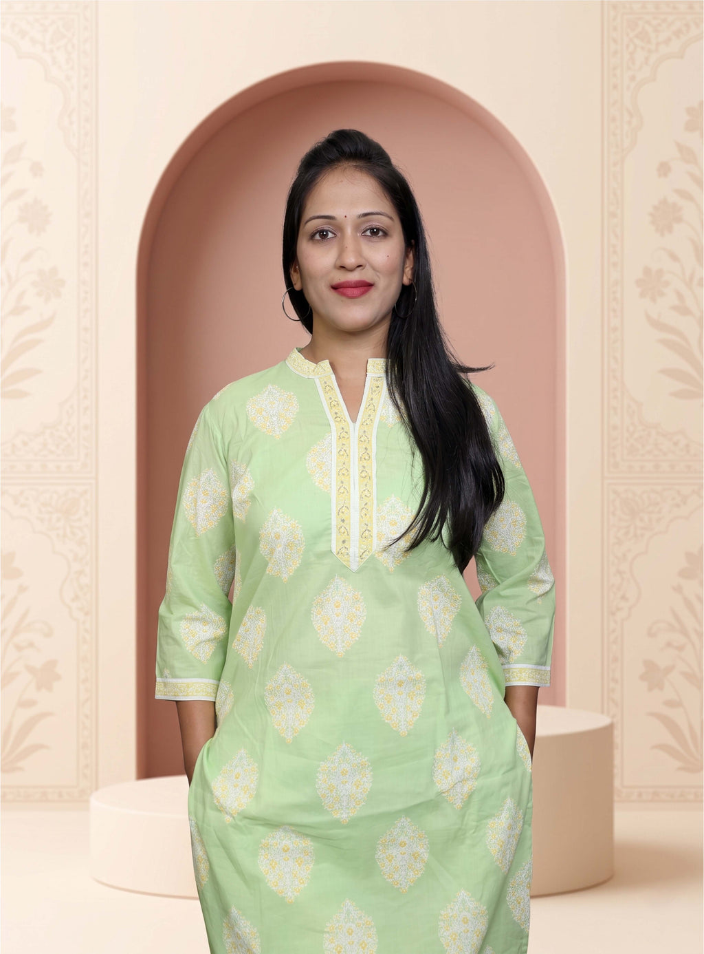 Pista green cotton straight co-ord set