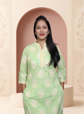 Pista green cotton straight co-ord set