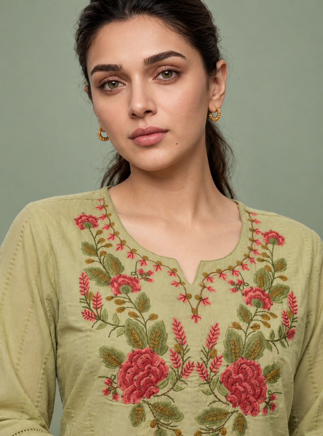 Pistachio Lace Pista Dobby Cotton Cutwork Straight Suit Set with Dupatta