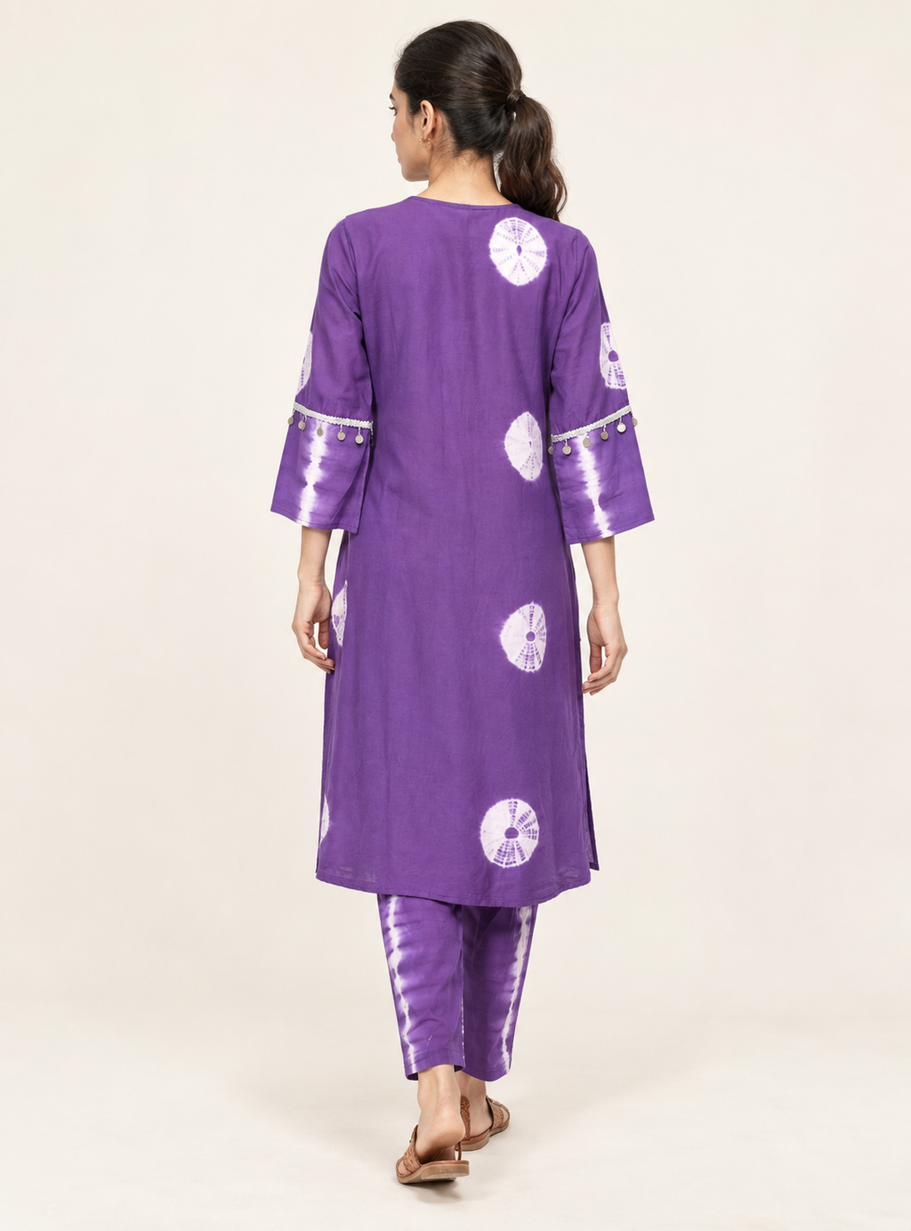 Purple Mul Cotton Tie Dye Kurta Pant Dupatta Suit Set – Indieshades