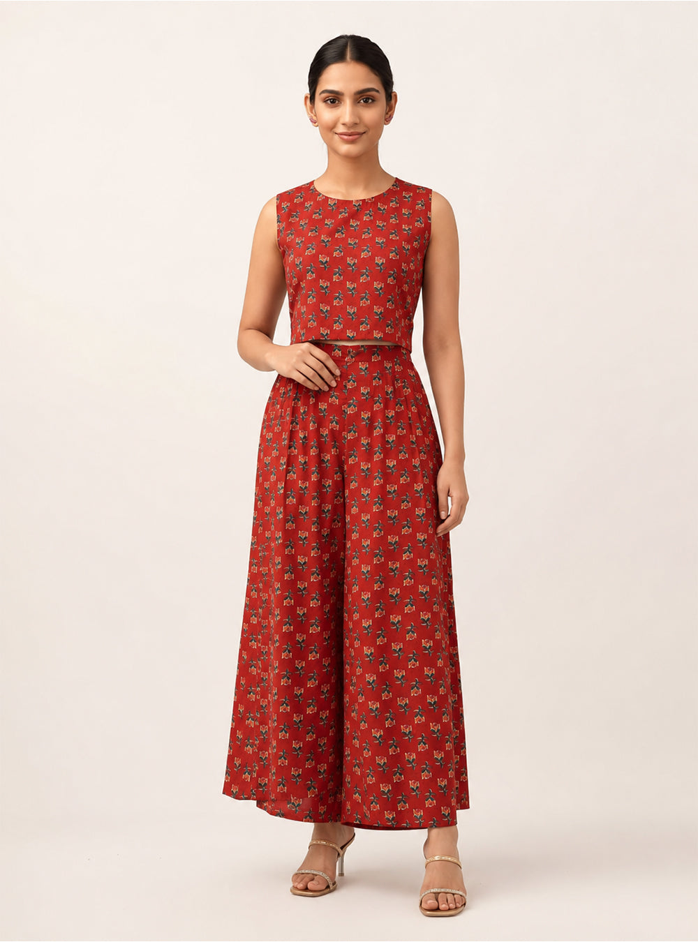 Ruby Petals Red Floral Cotton Co-Ord Set