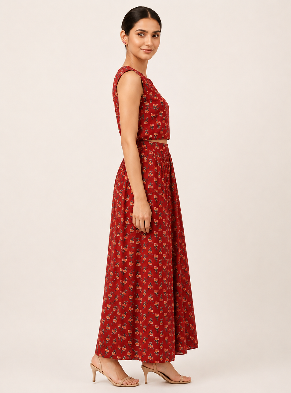 Ruby Petals Red Floral Cotton Co-Ord Set
