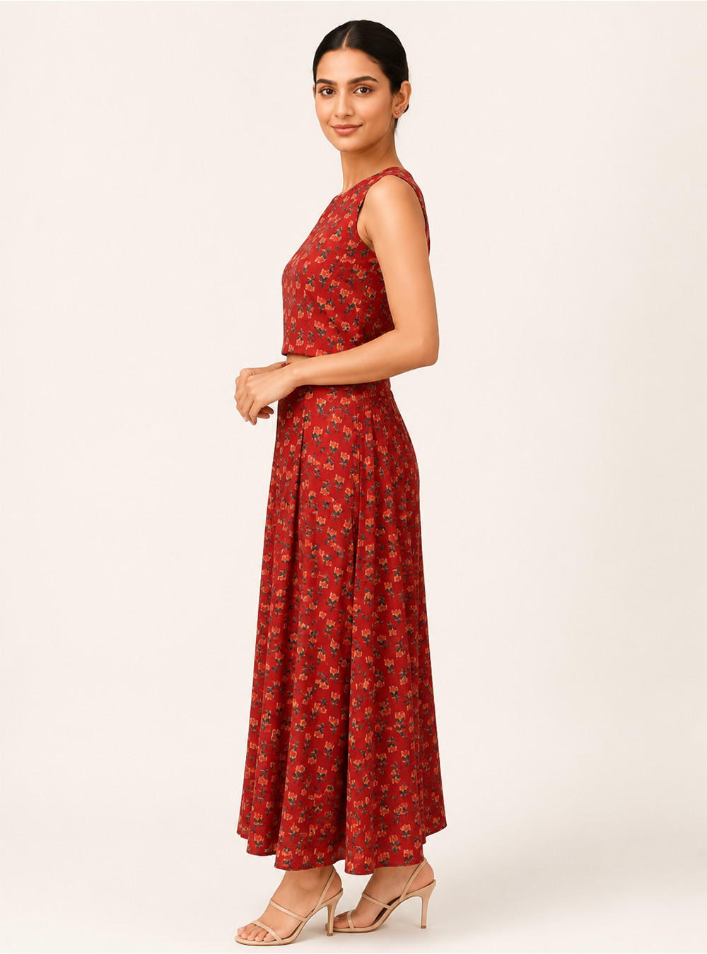 Ruby Petals Red Floral Cotton Co-Ord Set