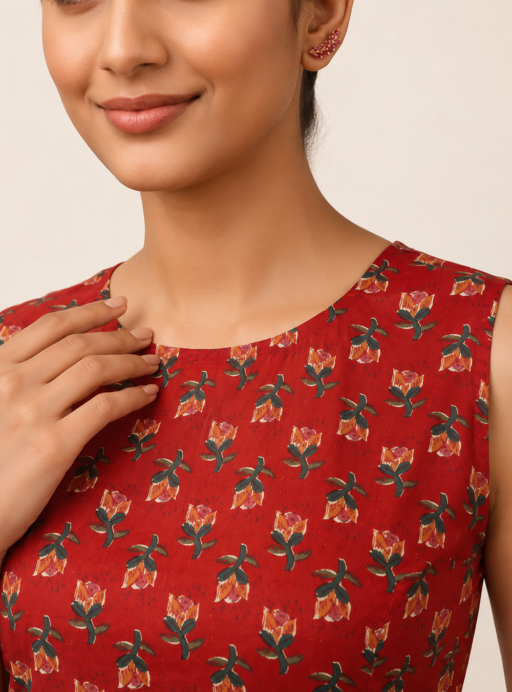 Ruby Petals Red Floral Cotton Co-Ord Set