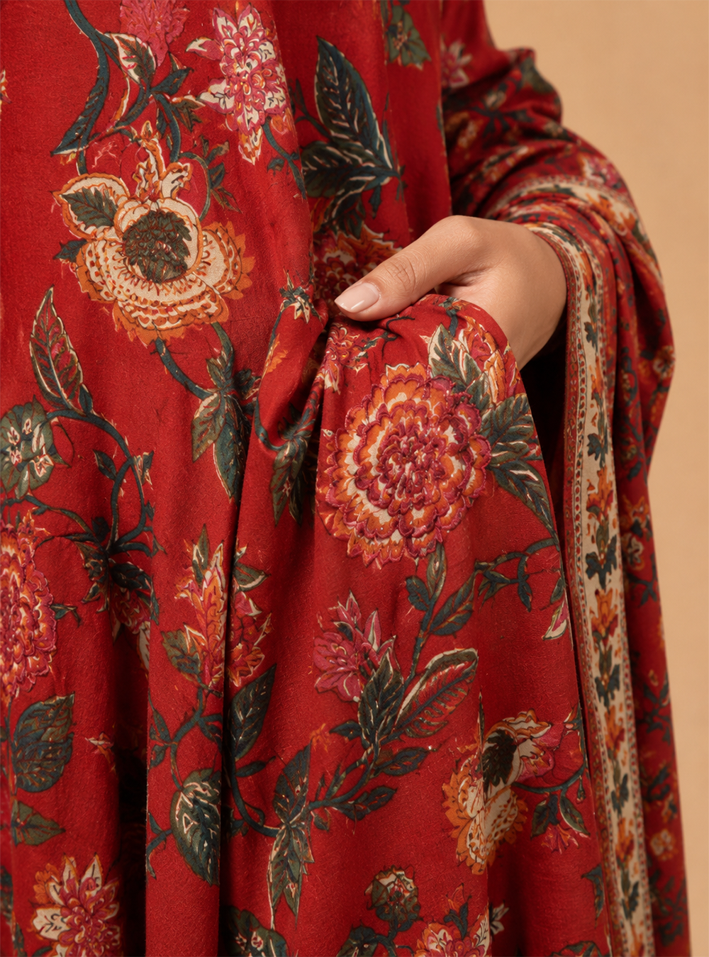 Rust Haven Printed Cotton Straight Suit Set with Dupatta
