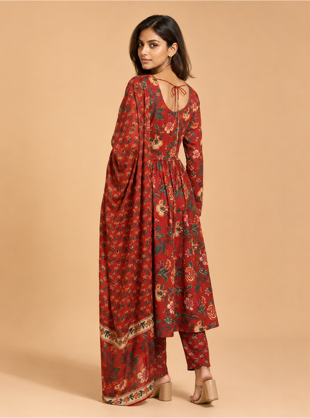 Rust Haven Printed Cotton Straight Suit Set with Dupatta
