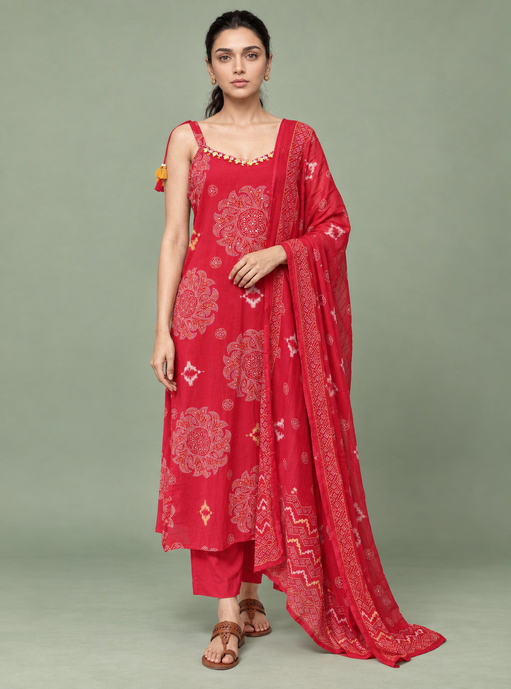 Sakura Pink Cotton Printed Straight Suit Set with Dupatta – Indieshades