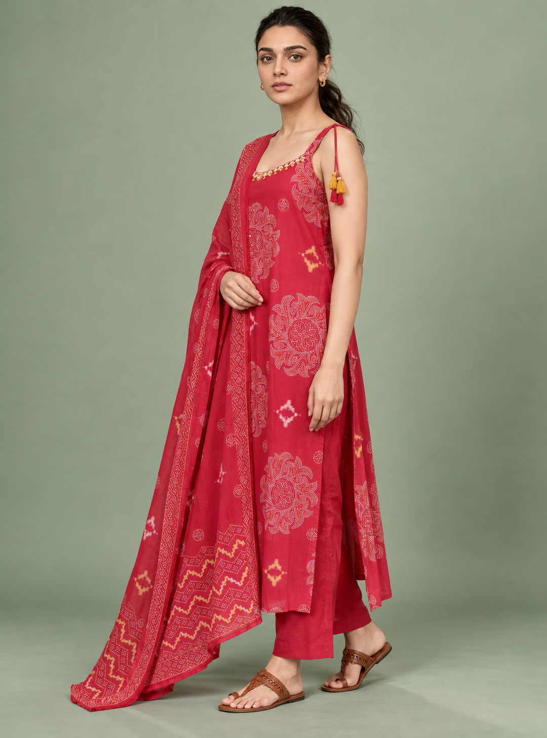 Sakura Pink Cotton Printed Straight Suit Set with Dupatta – Indieshades