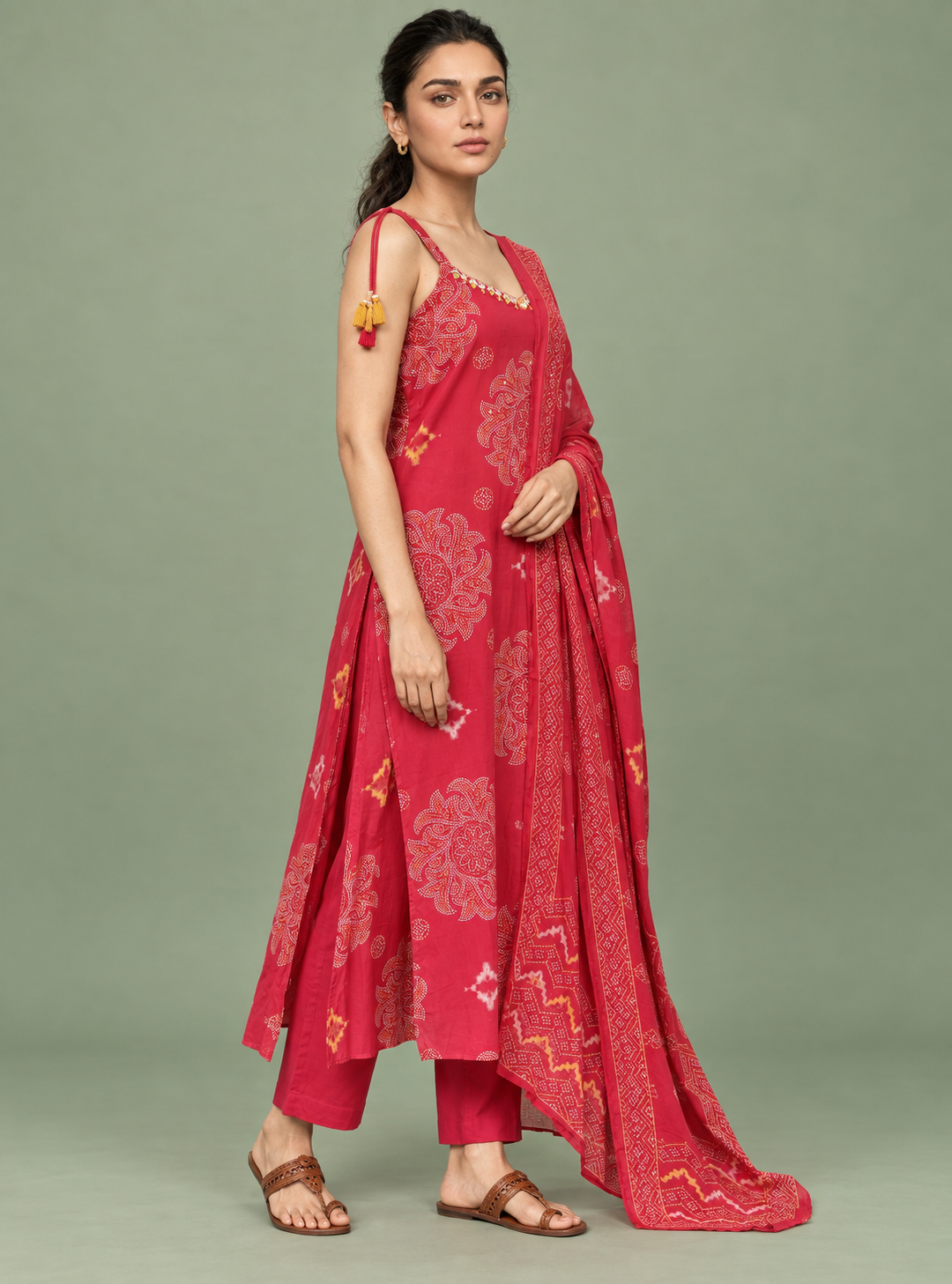Sakura Pink Cotton Printed Straight Suit Set with Dupatta – Indieshades