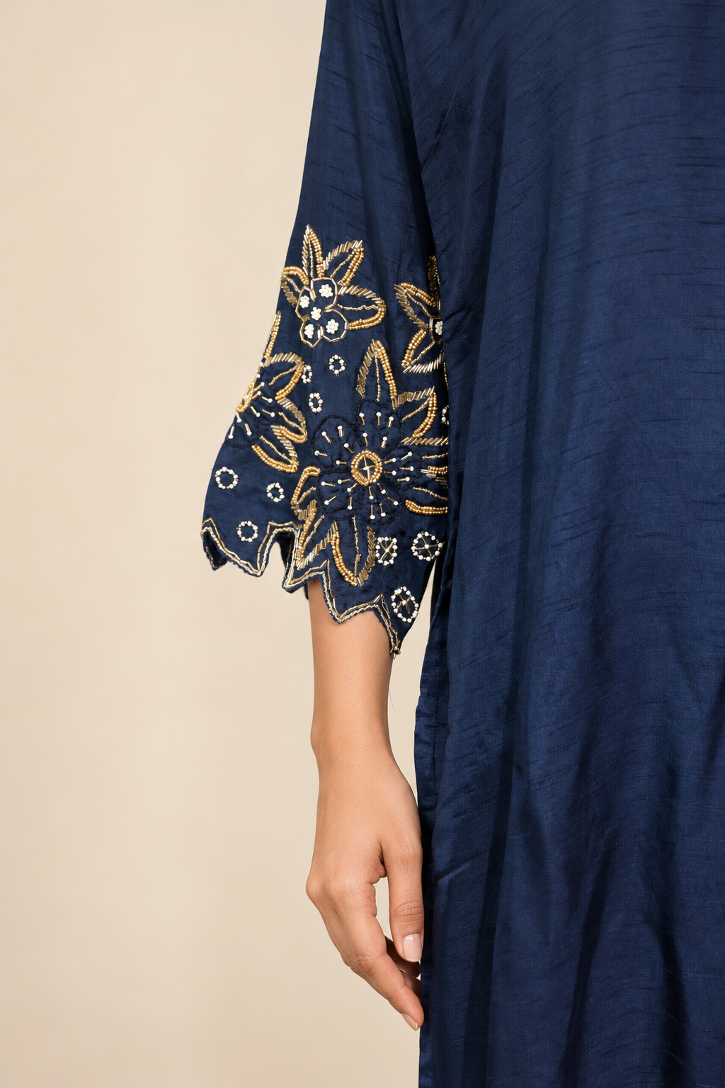 Sapphire Heirloom Royal Blue Raw Silk Handwork Suit Set with Organza Dupatta