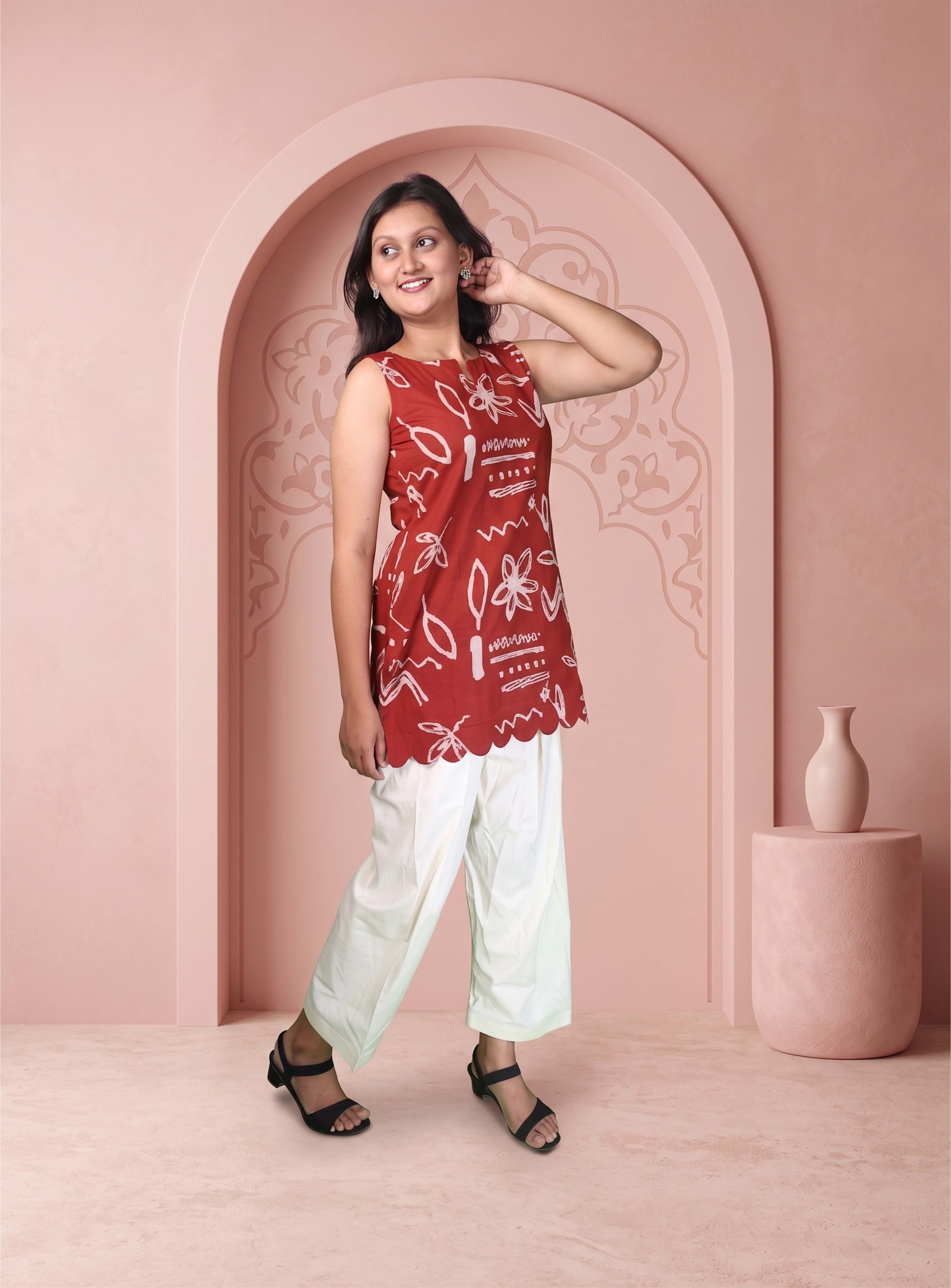 Scarlet Red printed cotton co-ord set