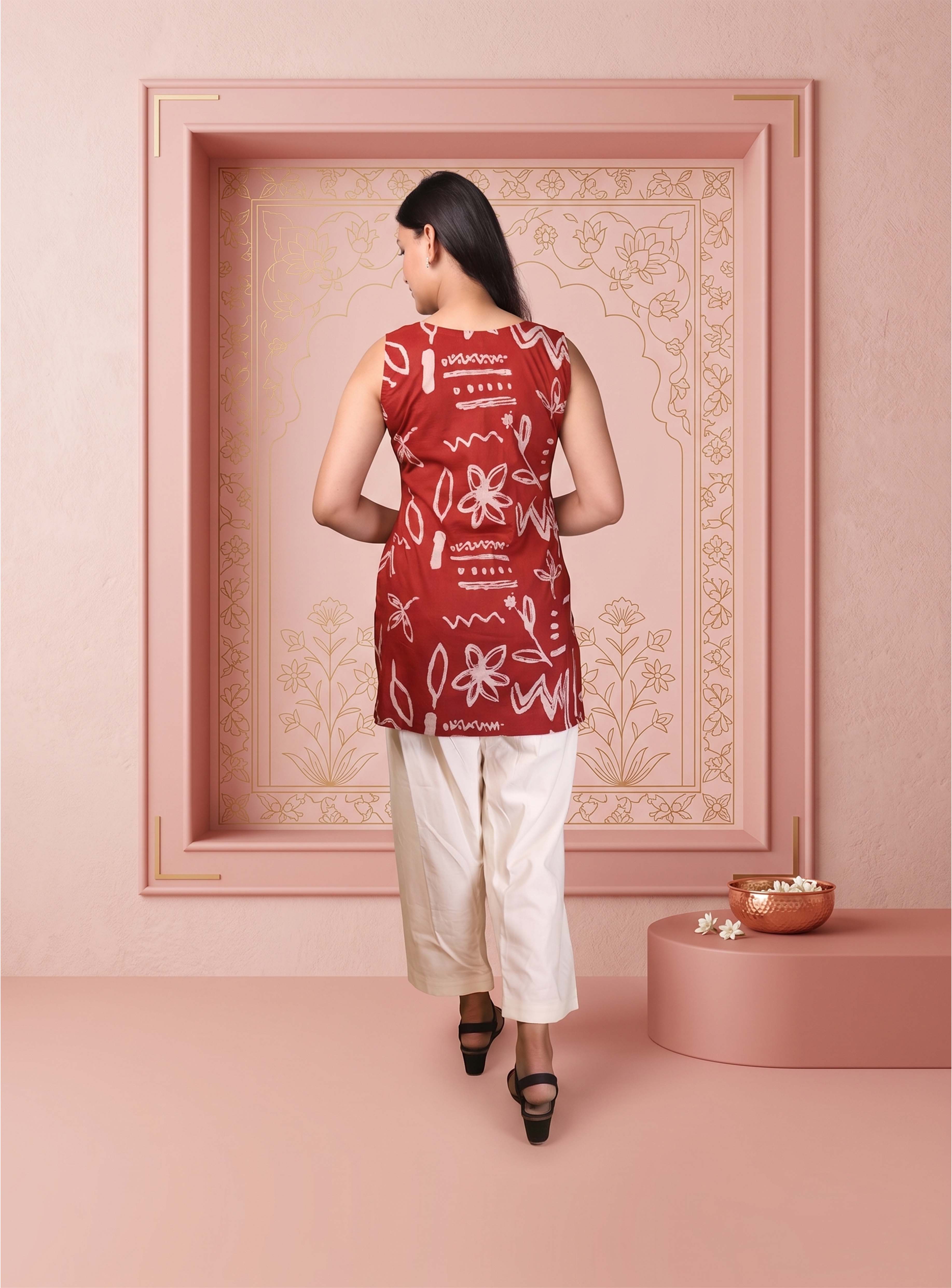 Scarlet Red printed cotton co-ord set