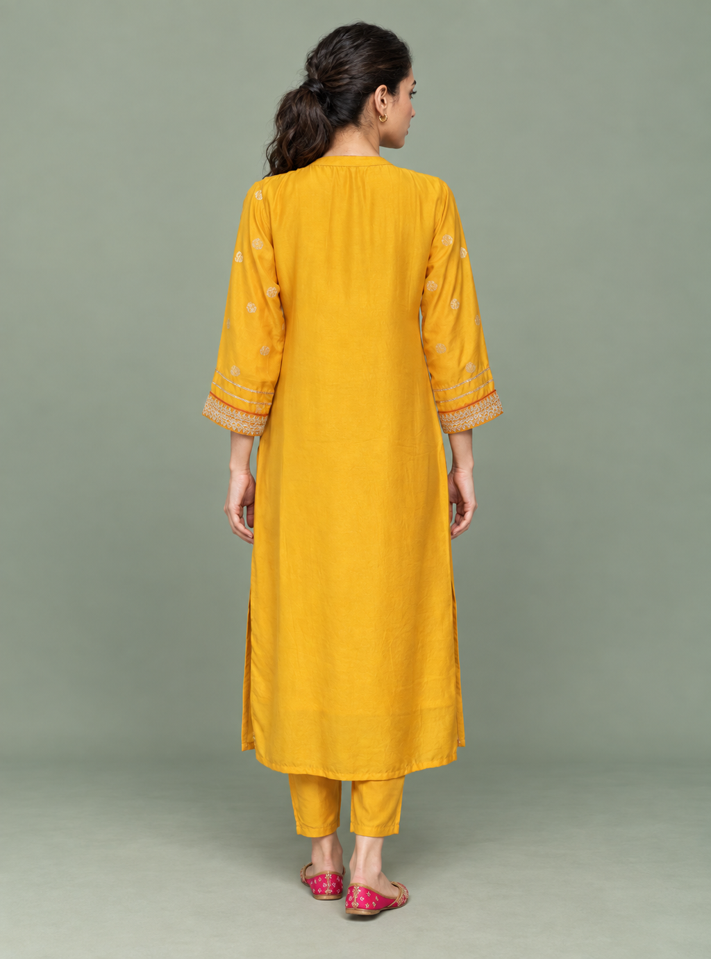 Sunflower Grace Yellow Dola Silk Straight Suit Set with Dupatta – Indieshades