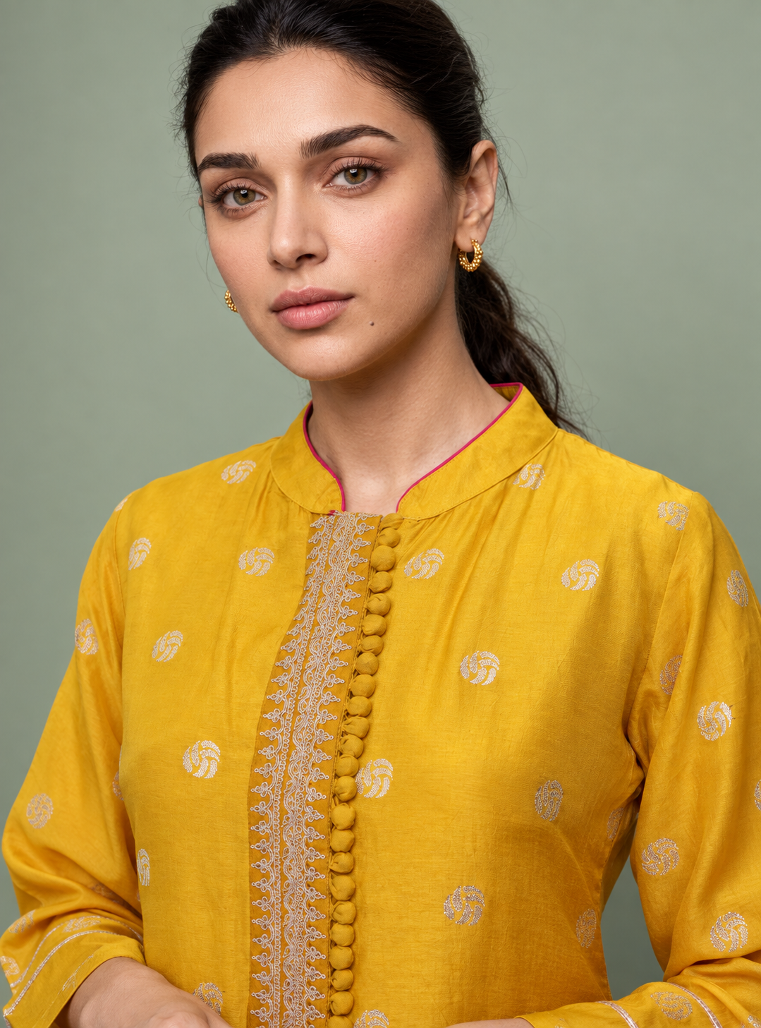 Sunflower Grace Yellow Dola Silk Straight Suit Set with Dupatta – Indieshades
