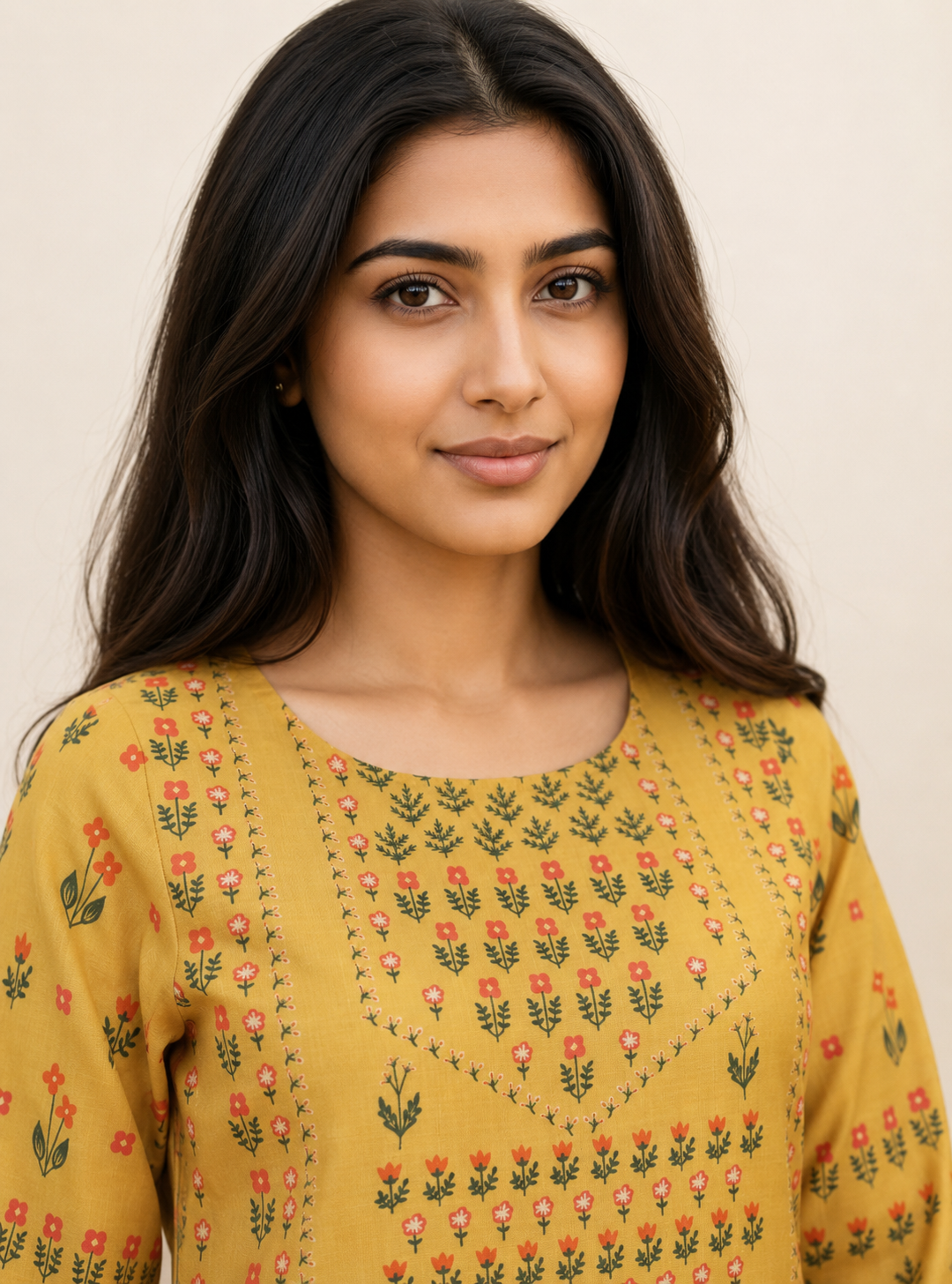 Sunlit Bloom Yellow Printed Cotton Straight Kurta