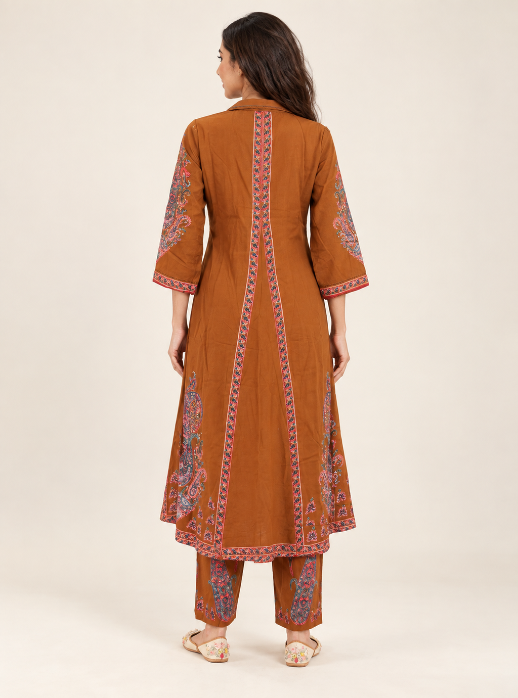 Terra Layers Rust Linen Blend Layered A-Line Co-Ord Set