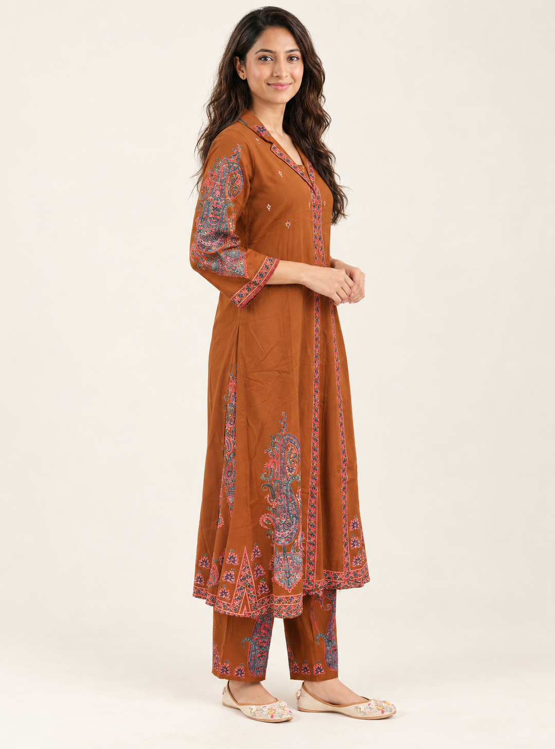 Terra Layers Rust Linen Blend Layered A-Line Co-Ord Set