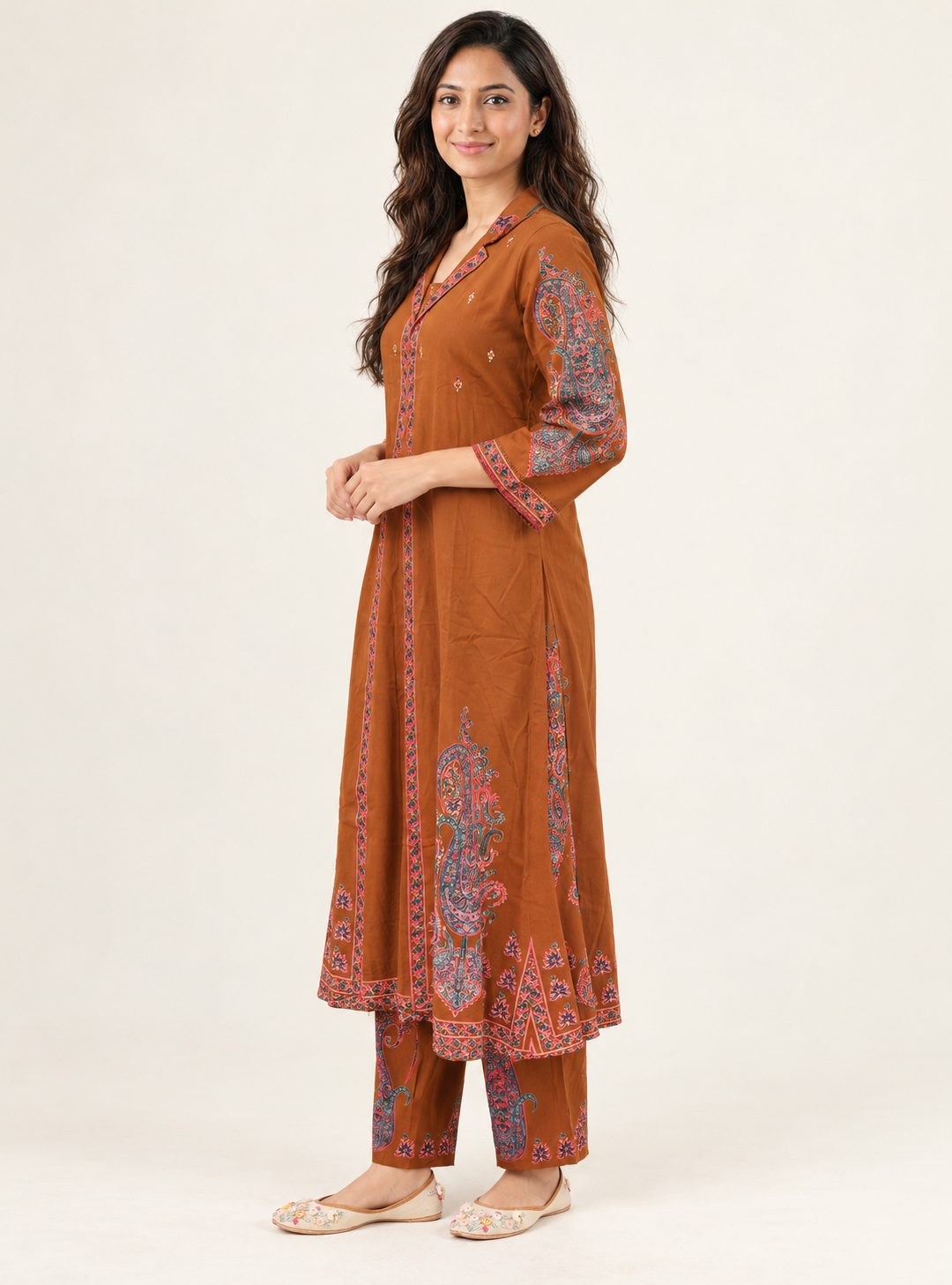 Terra Layers Rust Linen Blend Layered A-Line Co-Ord Set