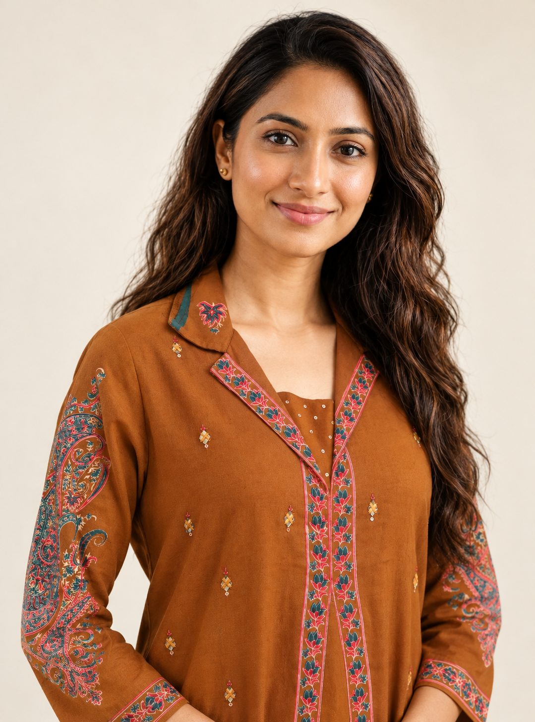 Terra Layers Rust Linen Blend Layered A-Line Co-Ord Set