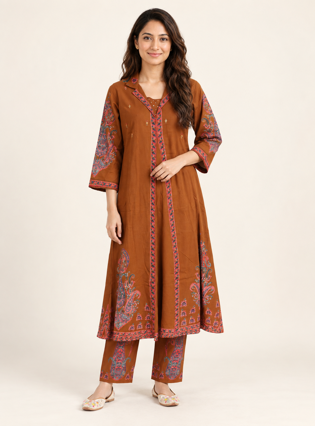 Terra Layers Rust Linen Blend Layered A-Line Co-Ord Set