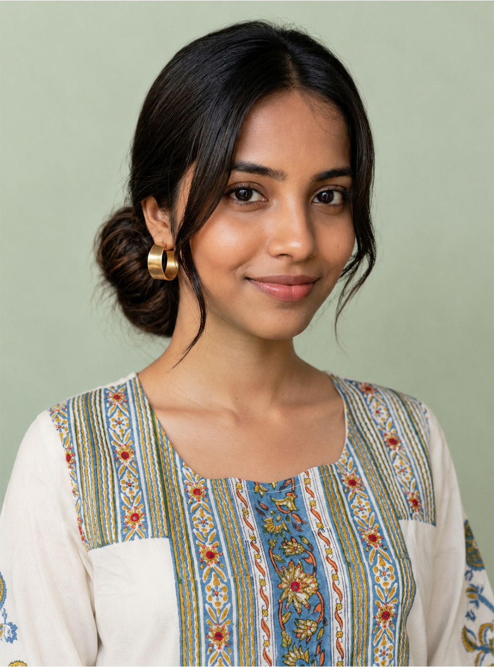 Ivory Artisan White Block Print Mull Cotton Co-Ord Set