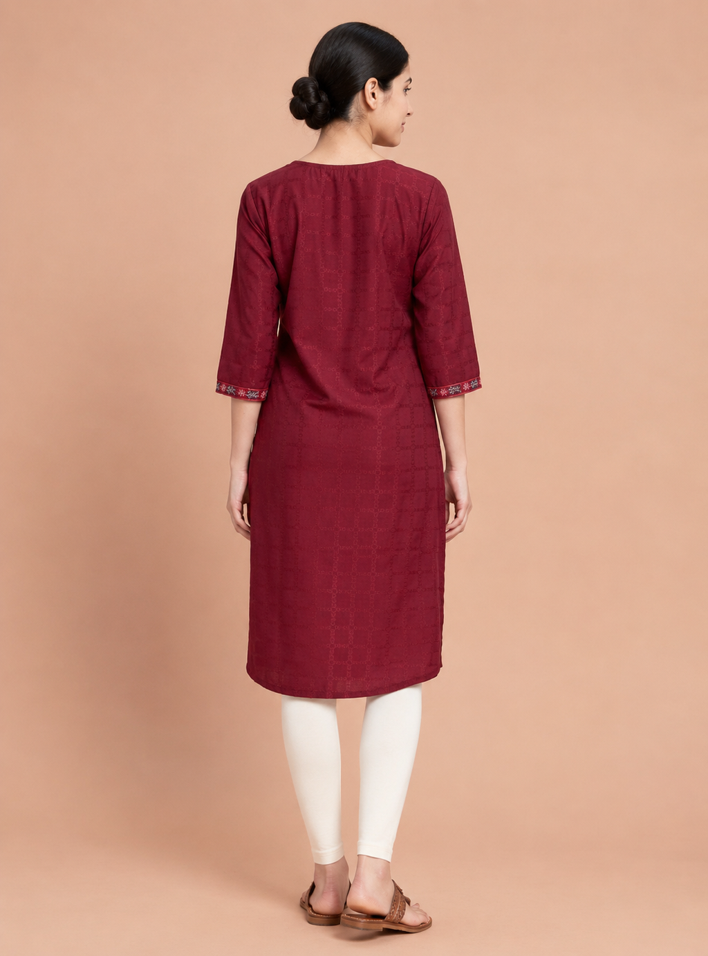 Wine Orchid Wine Cotton Blend Straight Kurti – Indieshades
