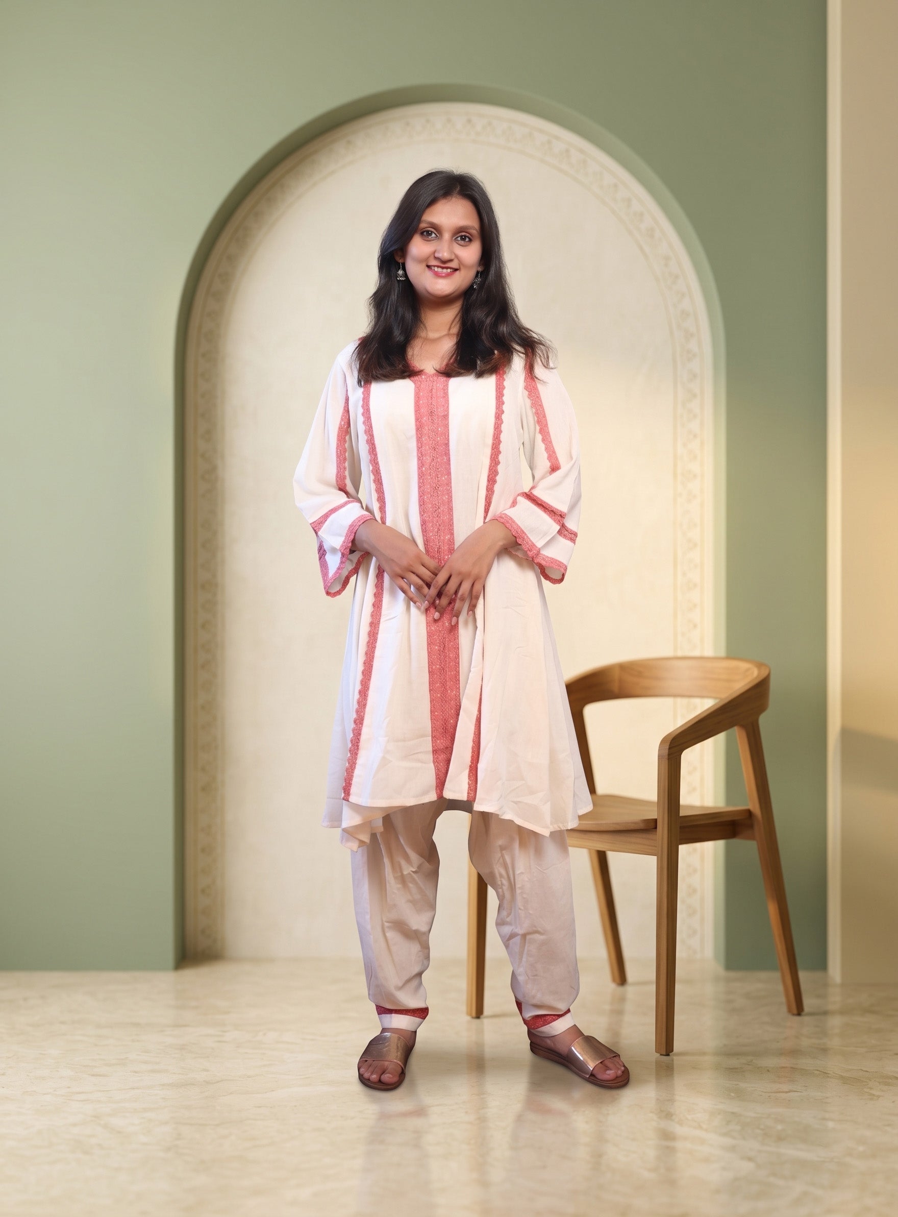 Off white khadi cotton co-ord set