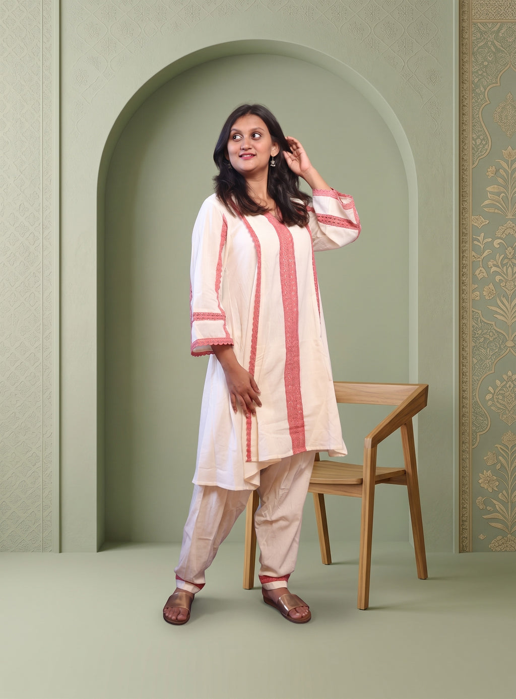 Off white khadi cotton co-ord set