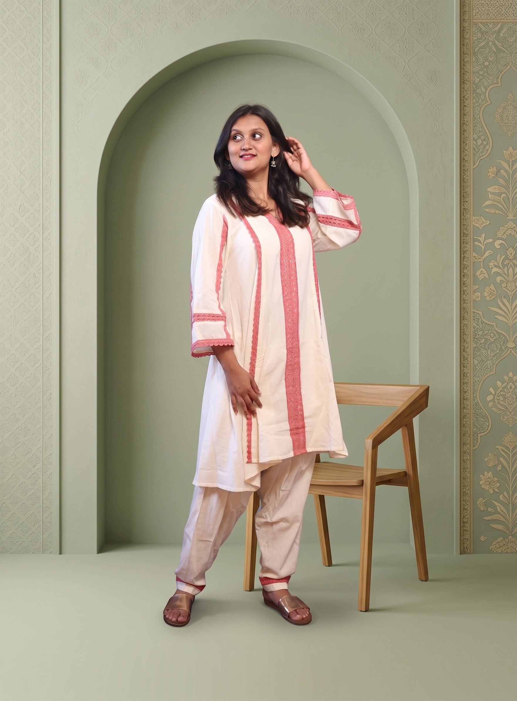 Off white khadi cotton co-ord set