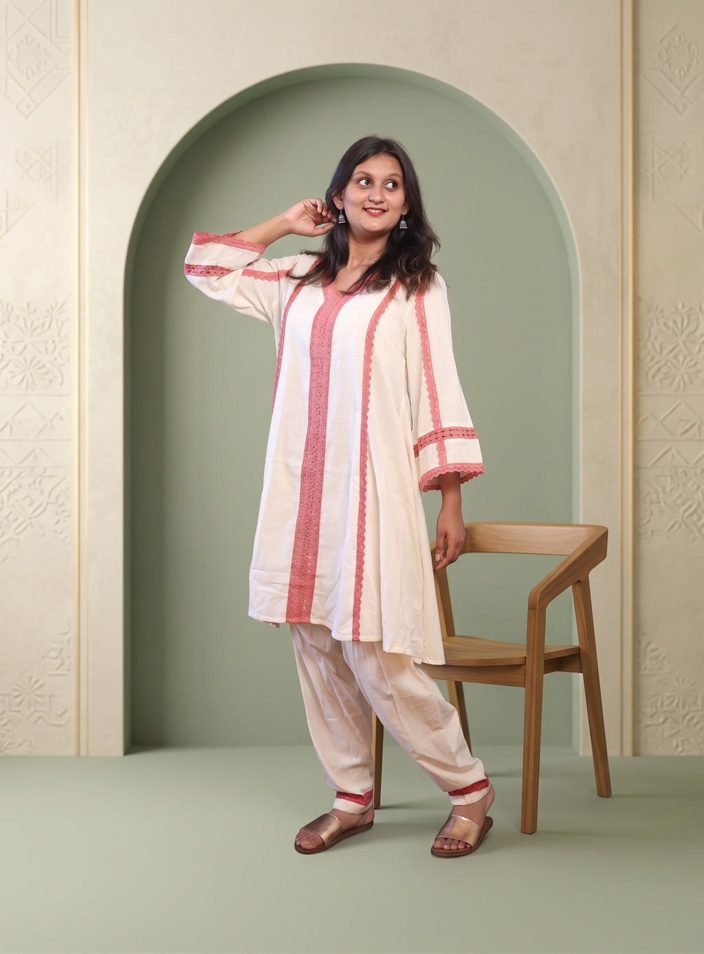 Off white khadi cotton co-ord set