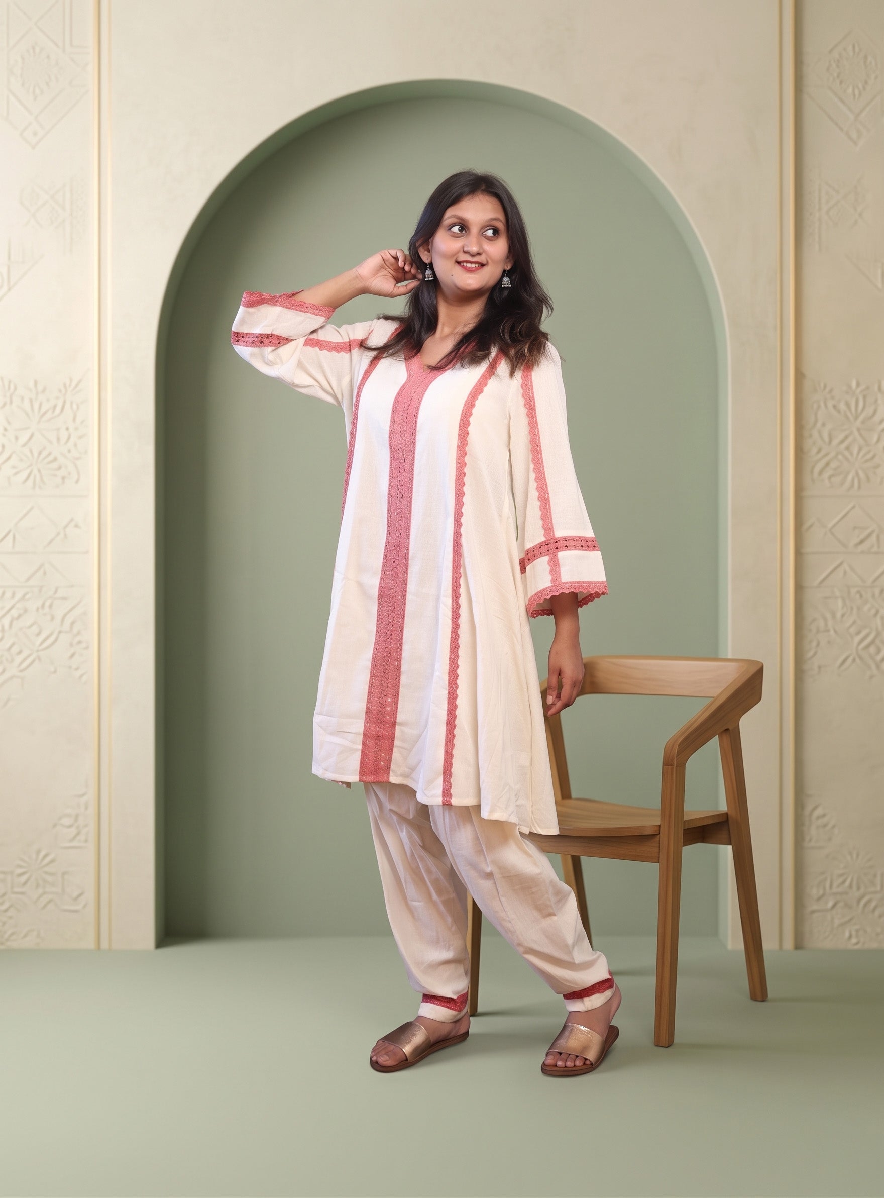 Off white khadi cotton co-ord set