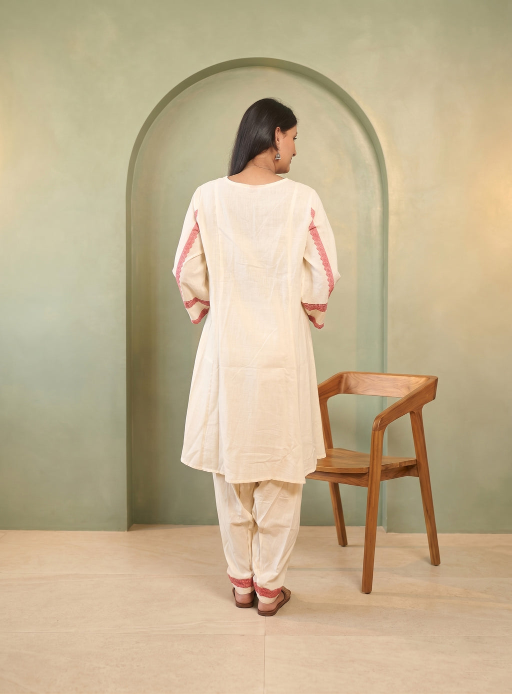 Off white khadi cotton co-ord set