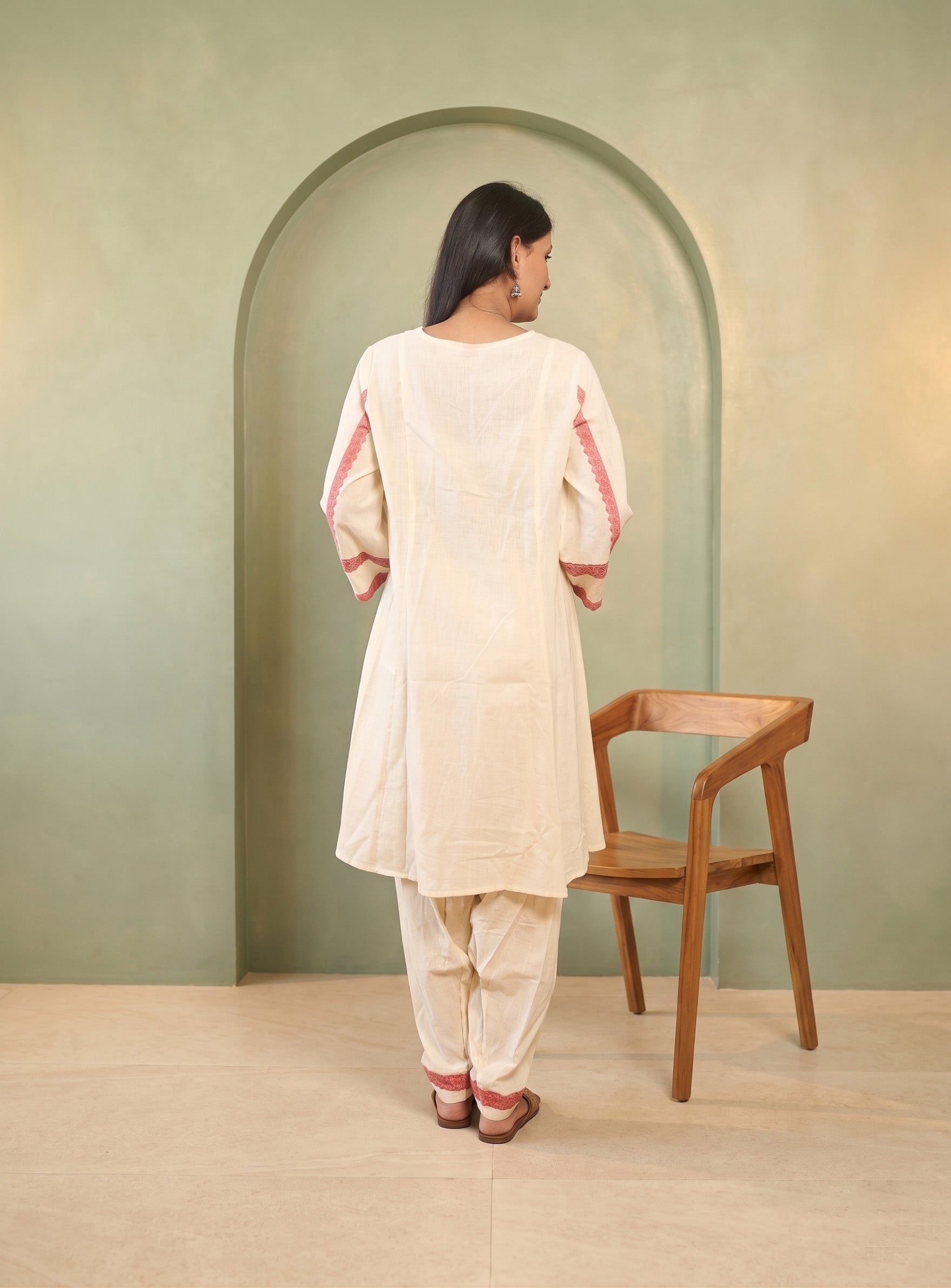 Off white khadi cotton co-ord set