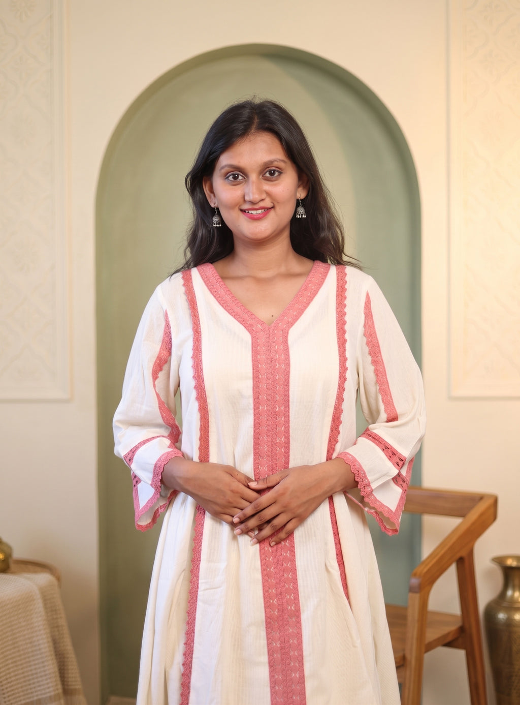 Off white khadi cotton co-ord set