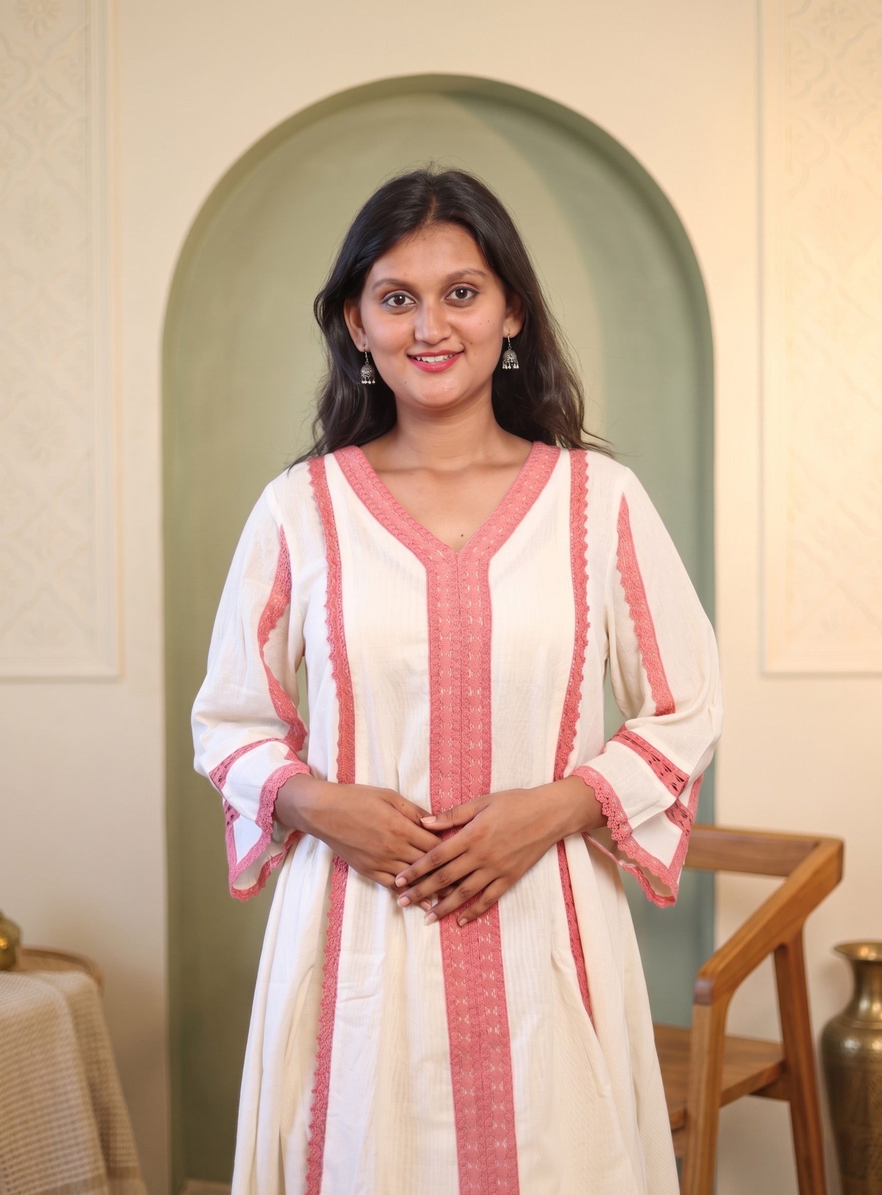 Off white khadi cotton co-ord set